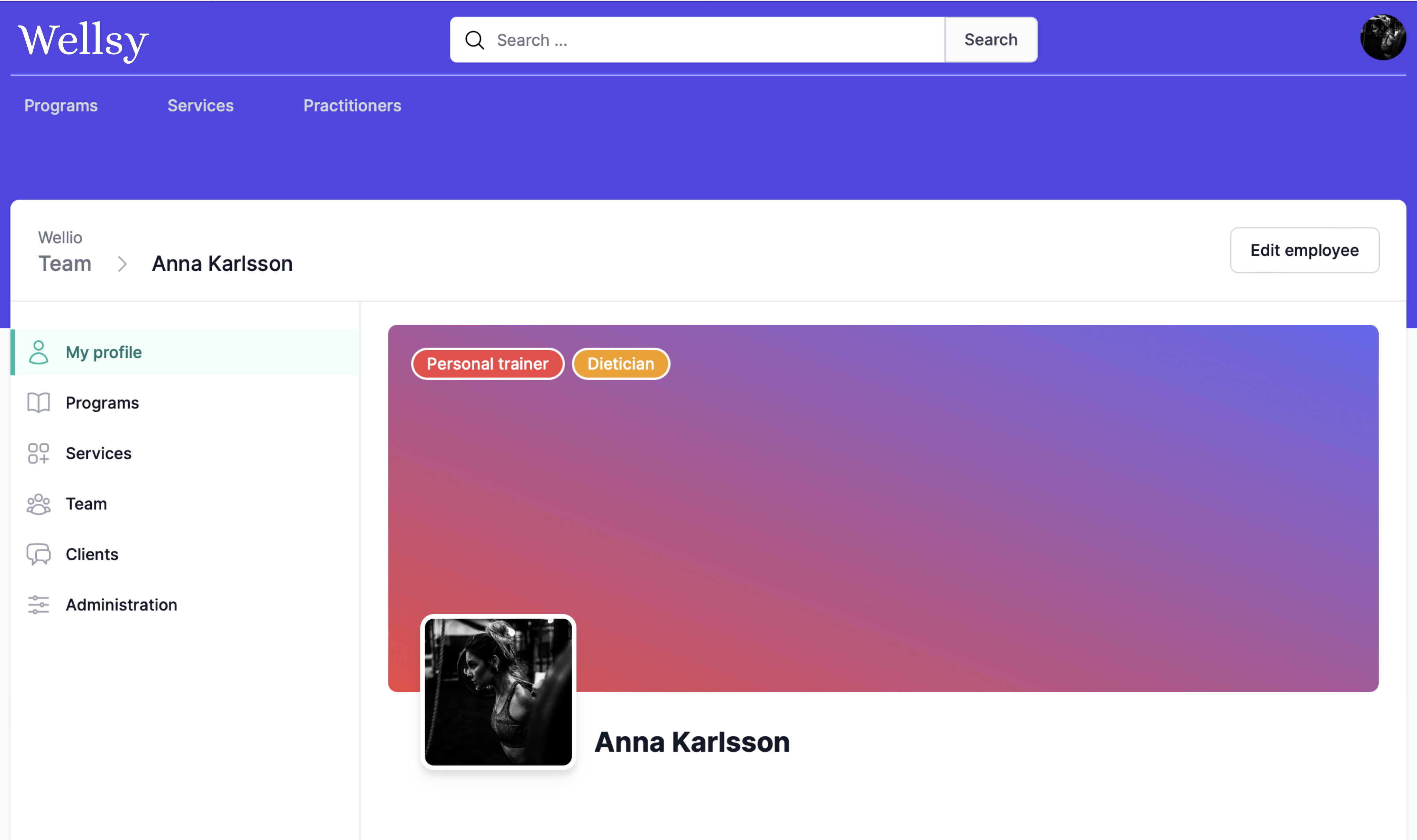 Screenshot of Wellsy. Shows functionality.