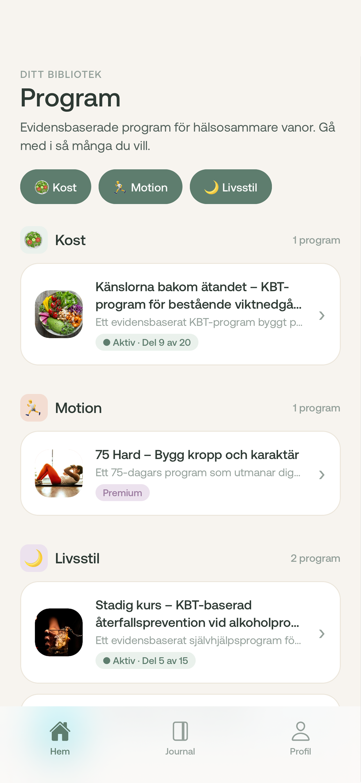 Program: kost, träning och livsstil